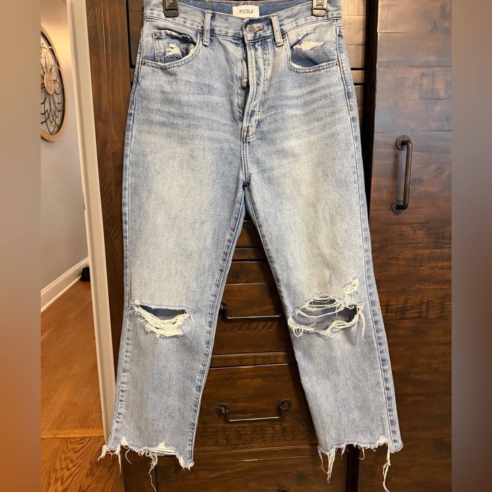 PISTOLA light Wash Distressed High-Rise Jeans size 27